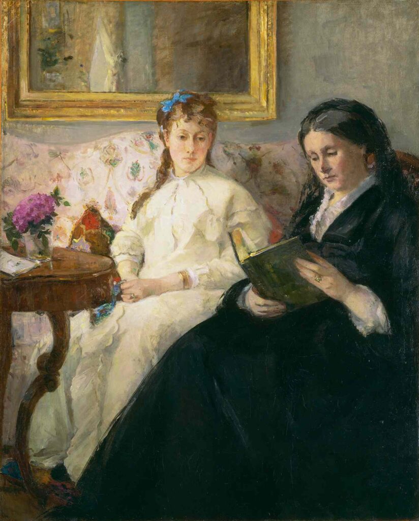 retrato de madre e hija en su lectura